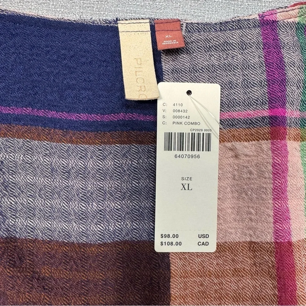 NWT New $98 Pilcro Plaid Deep-V Blouse Size XL